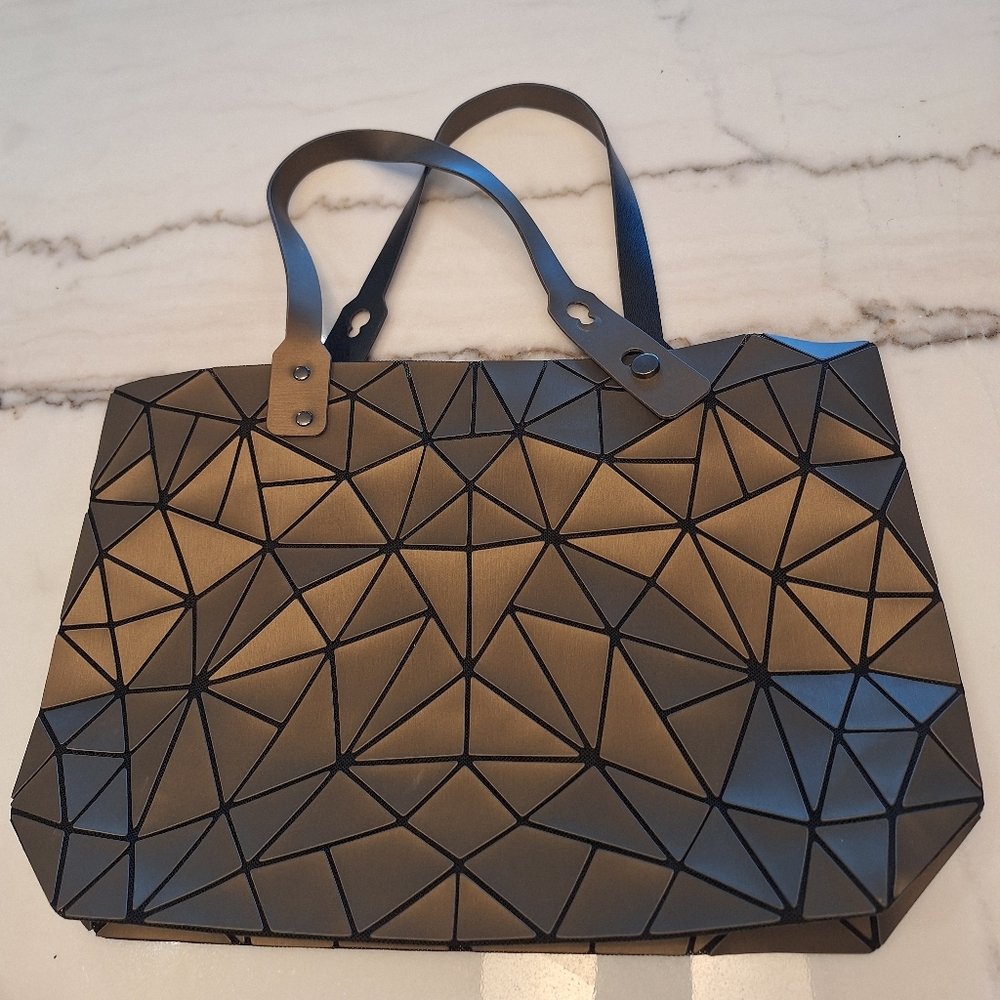 Emilio Pepe Geometric Panel Tote Bag in Bronze-Black - Picture 2 of 4